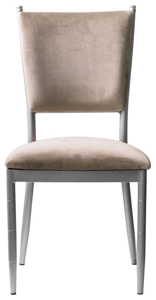 Стул серебряный БРЭМ бежевый бархатный #403