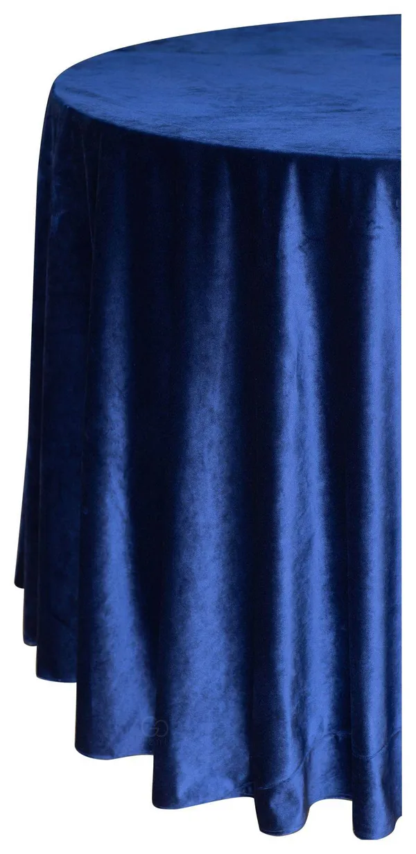 Скатерть круглая БАРХАТНАЯ Альт СИНЯЯ #420