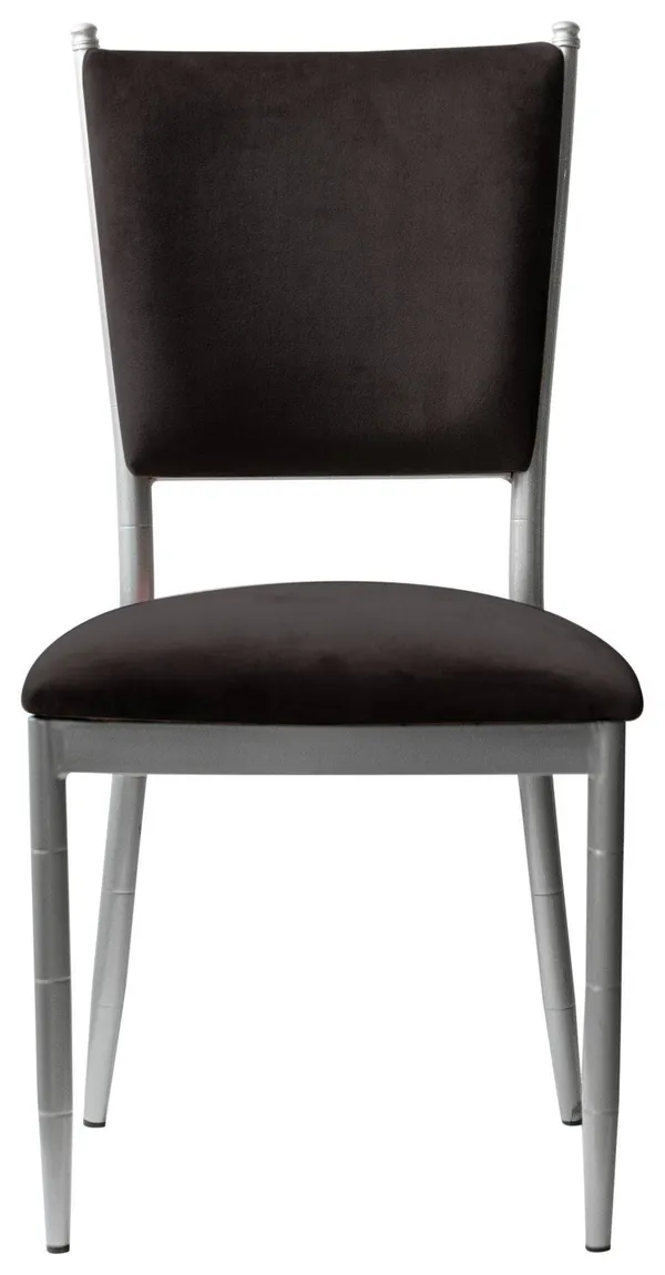 Стул серебряный БРЭМ черный бархатный #424