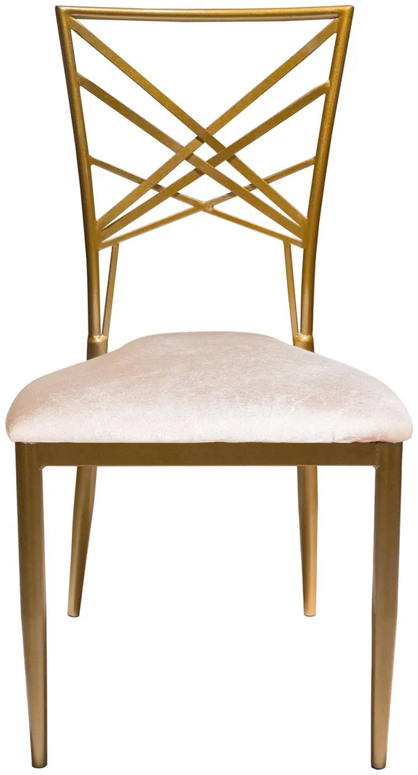 Стул золотой ОКТАВА жемчужно-розовый бархатный #303