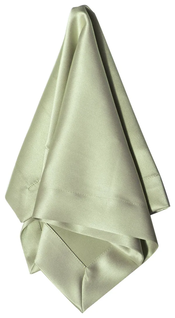 Атласные салфетки АККОРД нежно-зелёного цвета с широким уголком — изысканное решение для праздничной сервировки