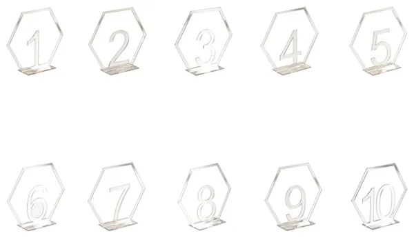 Номерки для стола серебряные ЭРБ - комплект 1-10