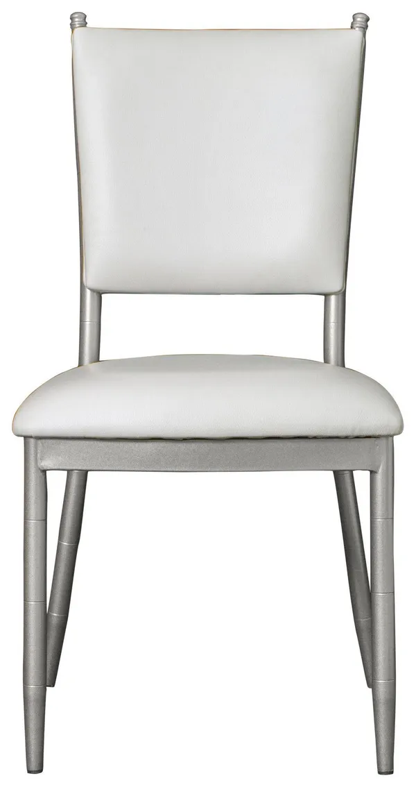 Стул серебряный БРЭМ белый из эко-кожи #808