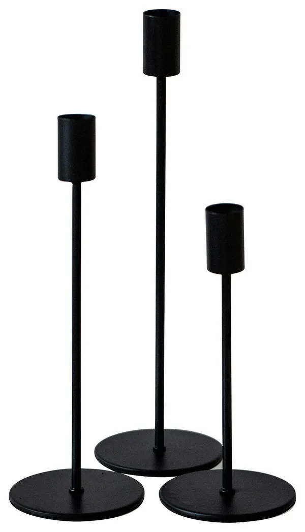 Подсвечники черные БЛАЗИС – набор из 3 предметов