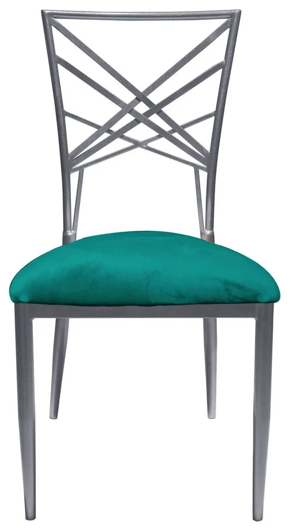 Стул серебряный ОКТАВА изумрудный бархатный #335