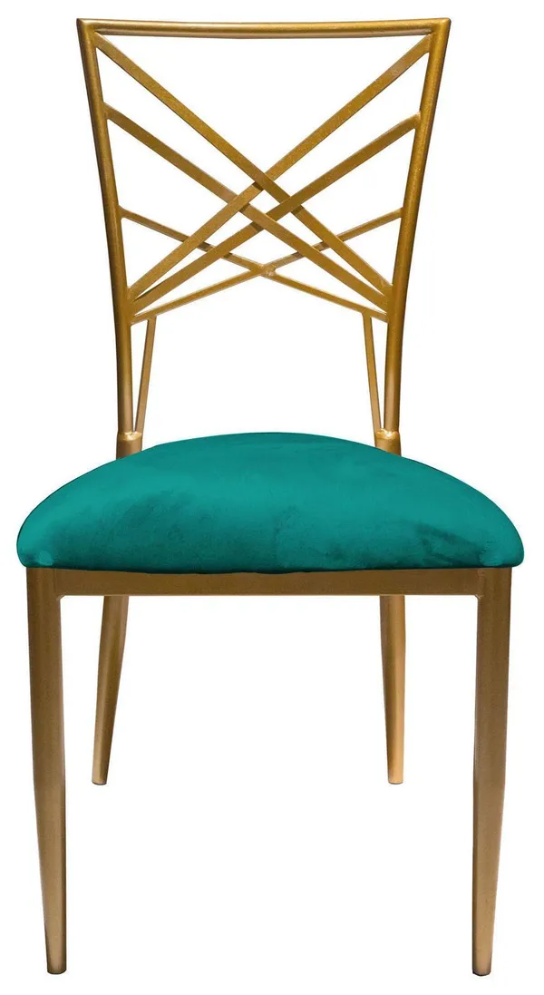 Стул золотой ОКТАВА изумрудный бархатный #335