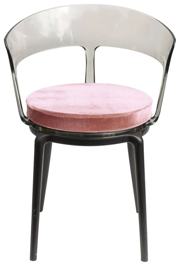 Аренда стул РУФФО дымчатый с розовой бархатной подушкой | Go Rent