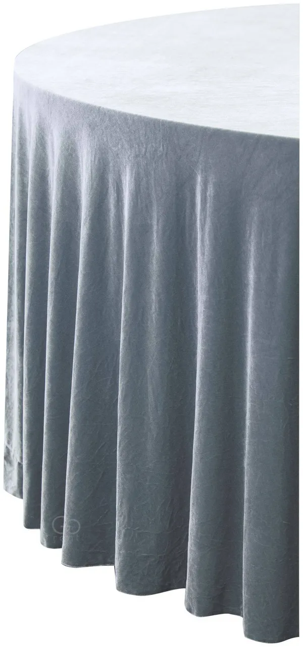 Скатерть бархатная круглая ИЛЕР серо-голубая #307