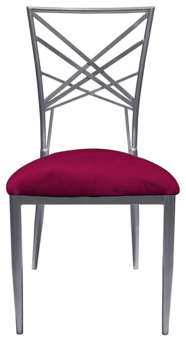 Стул серебряный ОКТАВА бордовый бархатный #427