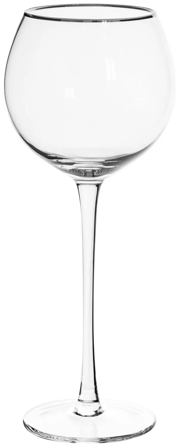 Бокал прозрачный с серебряным кантом АЛОНСО 450 мл