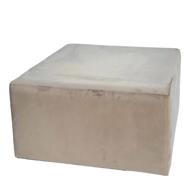 Бежевый бархатный пуф-куб АРНО