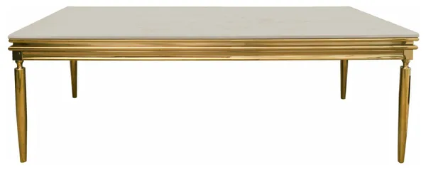Аренда стол КАБРИОЛЬ прямоугольный золотой с бархатной бежевой столешницей | Go Rent