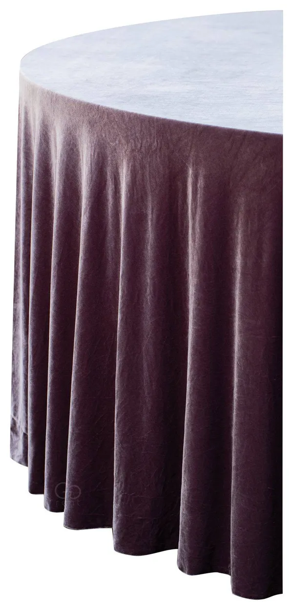 Скатерть бархатная круглая ИЛЕР пыльный инжир #319