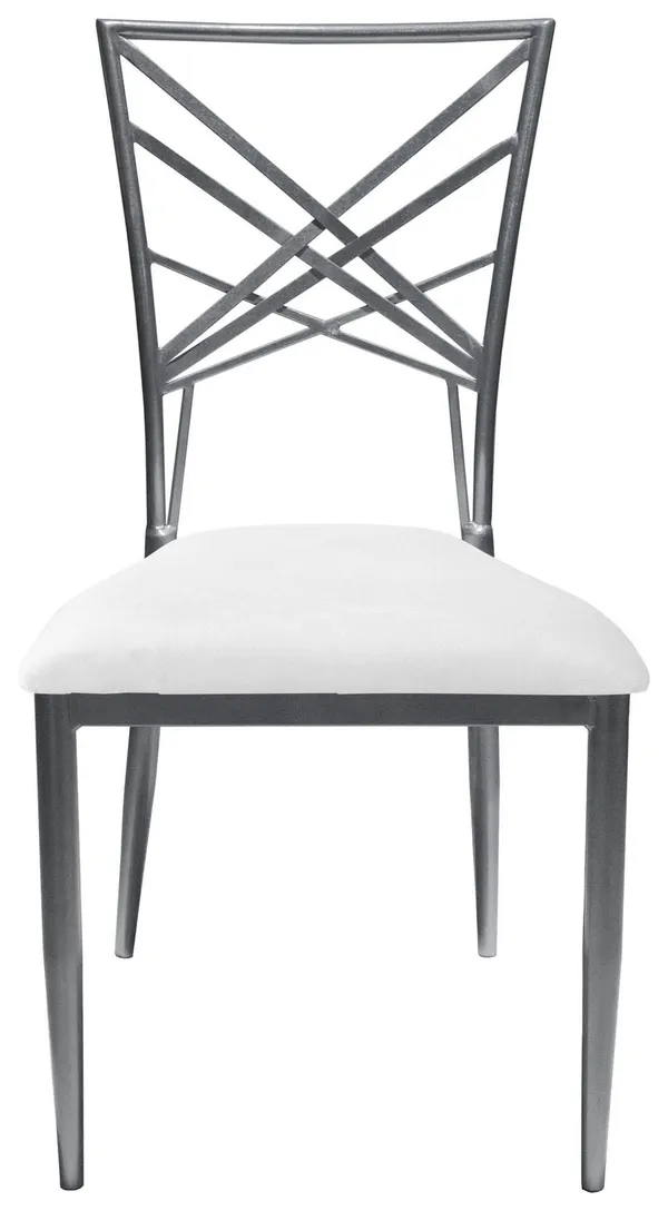 Стул серебряный ОКТАВА белый бархатный #301